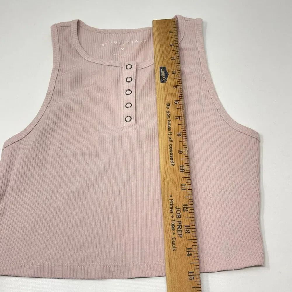 Aeropostale Y2K Ribbed Knit Henley Cropped Tank Top Lot of 2 Stretch Size Medium - Picture 8 of 9